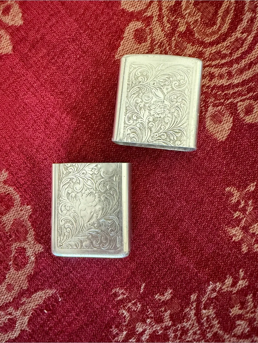 Silver Decorative Metal cigarette case - Elegant Floral Design vintage